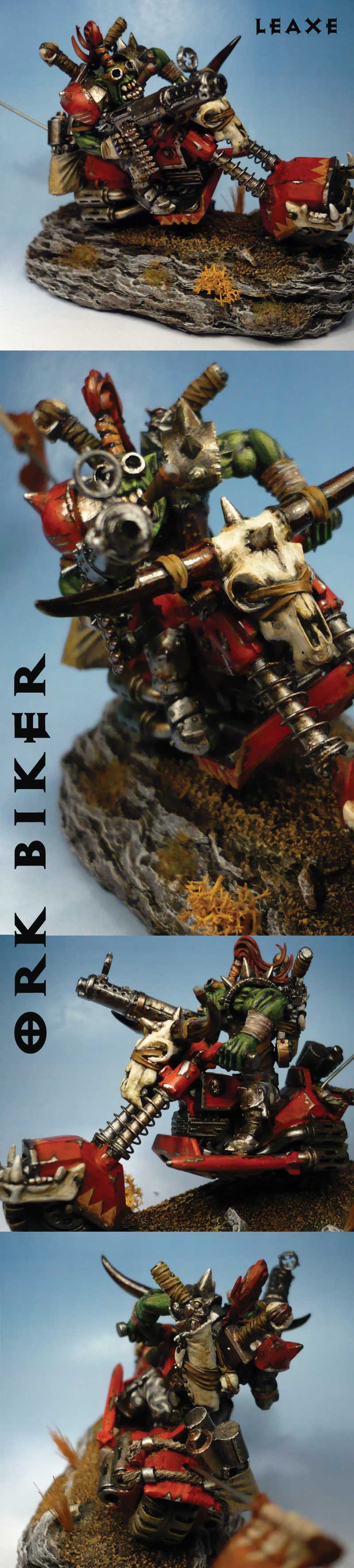 Ork biker boy on a looted bike + kustom paint job